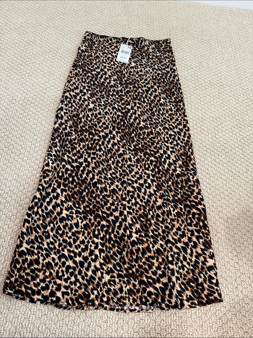 Mango Leopard Print A-Line Midi Skirt - Brown/Black